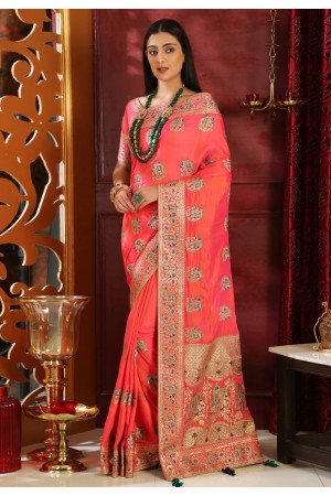 Pink silk festival wear saree  4115